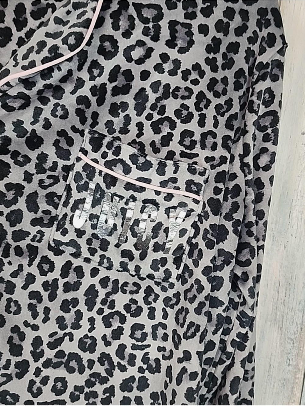 Juicy Couture Gray and Black Leopard Print Pajama Short Set - Picture 2 of 4